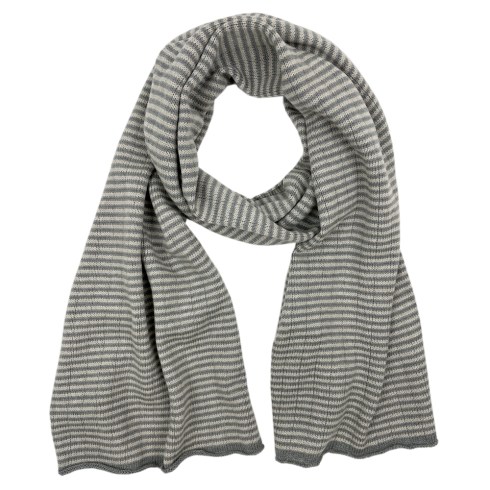light grey and cream merino wool scarf